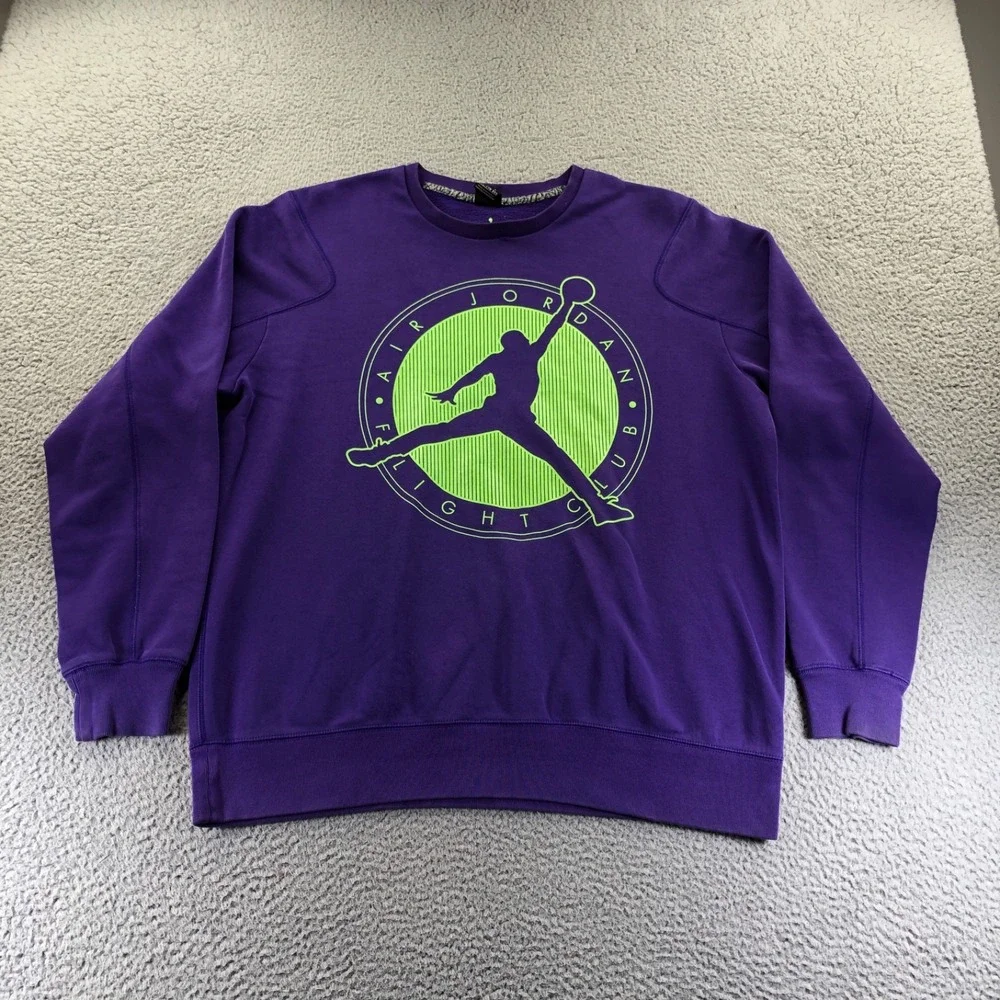 Air Jordan Sweatshirt Men 2XL XXL Purple Flight Club Jumpman Pullover Sweatshirt